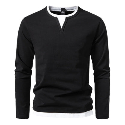 Herren Langarmshirt Modern V-Ausschnitt Trendig