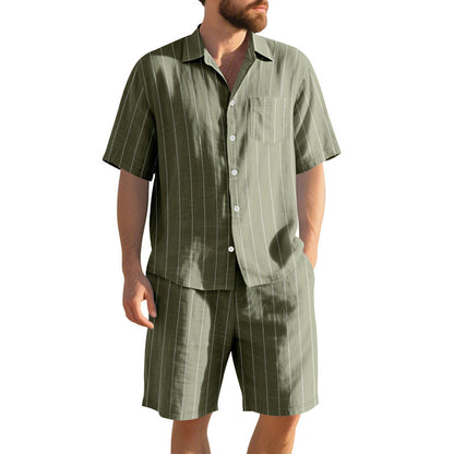 Herren Kurzarm Pyjama Modern Streifenoptik Elegant