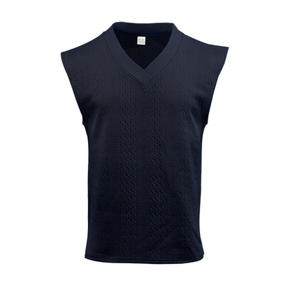 Herren Stricktop Ärmellos V-Ausschnitt Modern
