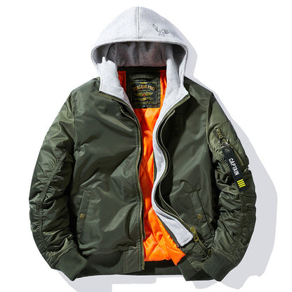 Herren Bomberjacke Lässig Mit Abnehmbarer Kapuze - BerlinGlamour