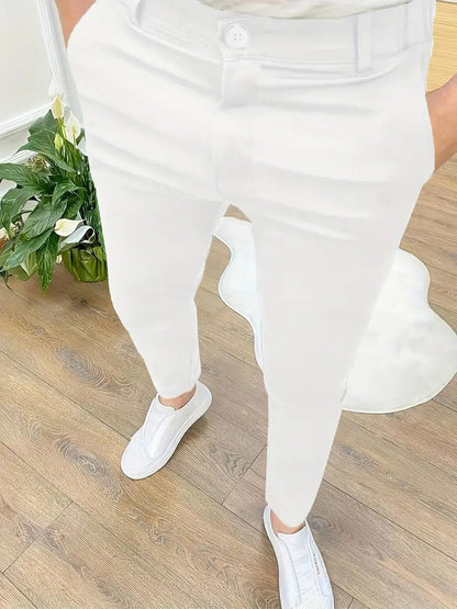 Herren SlimFit Hose Elastisch Mit Taschen Schwarz