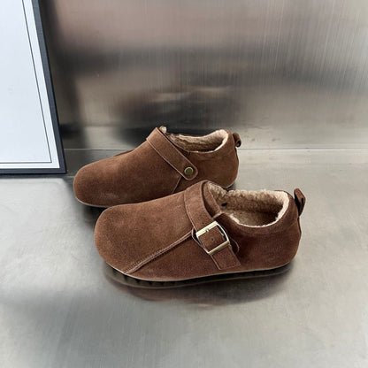 Damen Hausschuhe Wildleder Bequem Warm