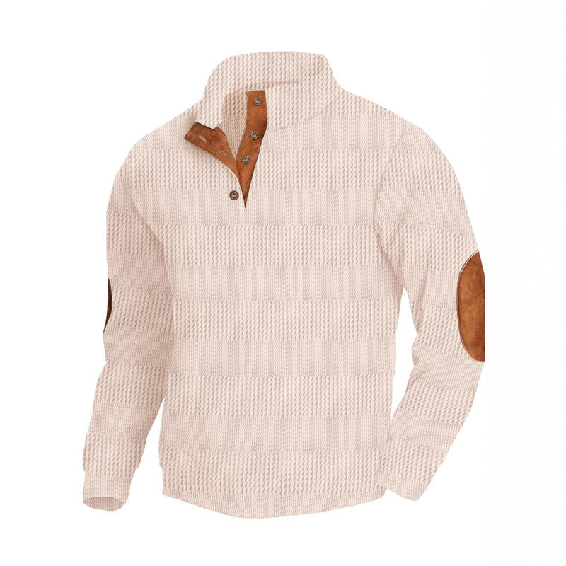 Herren Pullover Modern Leder Details Strukturiert