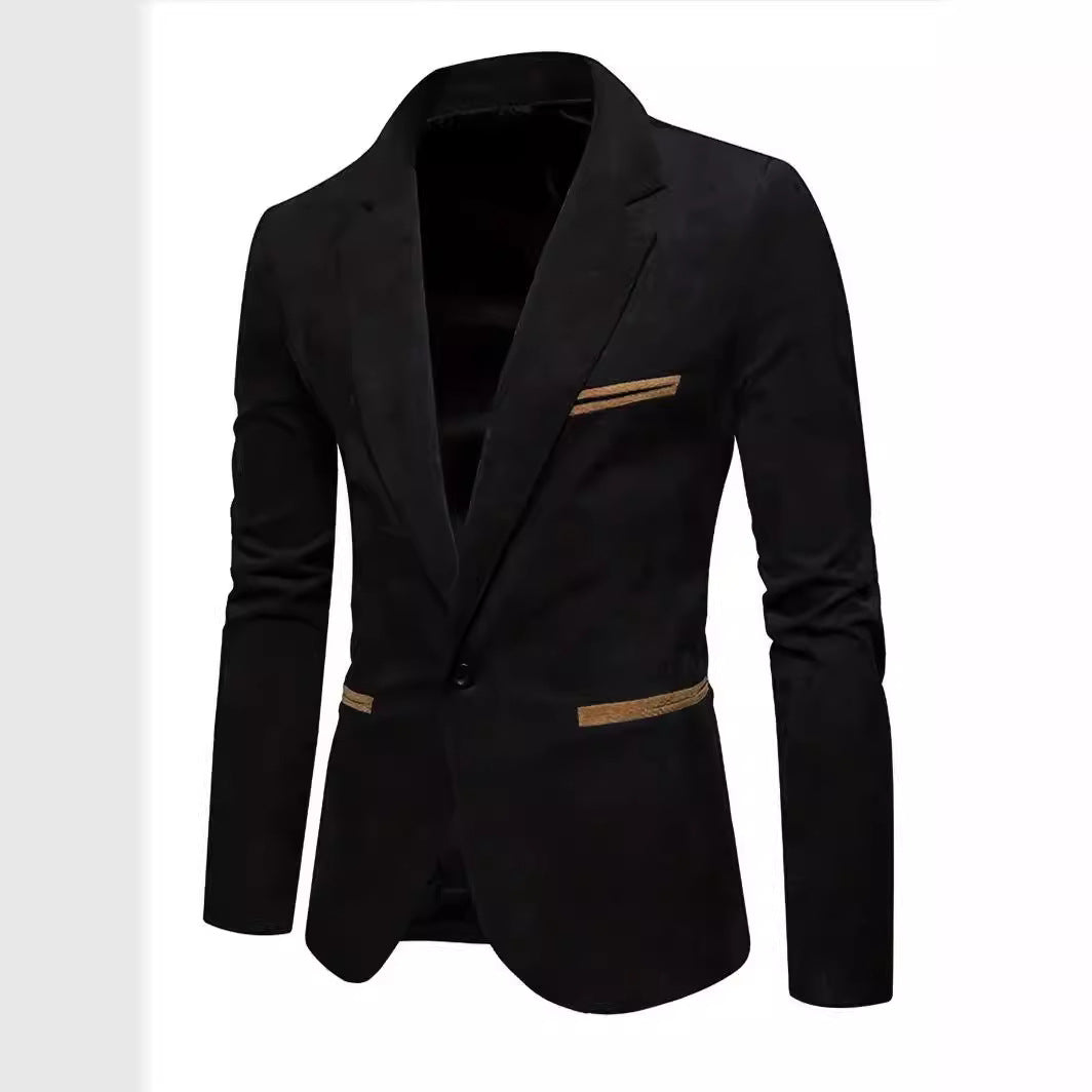 Herren Blazer Wildleder Modisch Strukturiert Schwarz