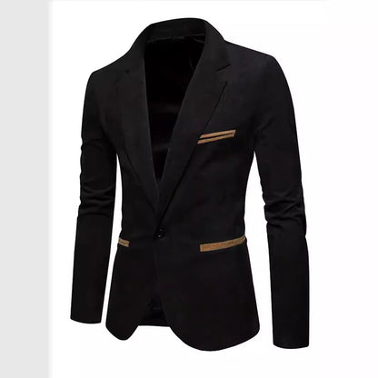 Herren Blazer Wildleder Modisch Strukturiert Schwarz
