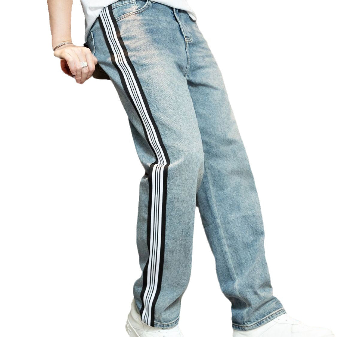 Herren Jeans Relaxed Fit mit Kontraststreifen Bequem