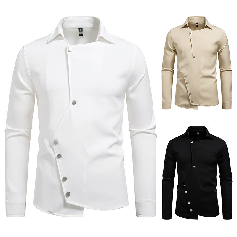 Herren Hemd Asymmetrisch Modern Mit Knöpfen - BerlinGlamour