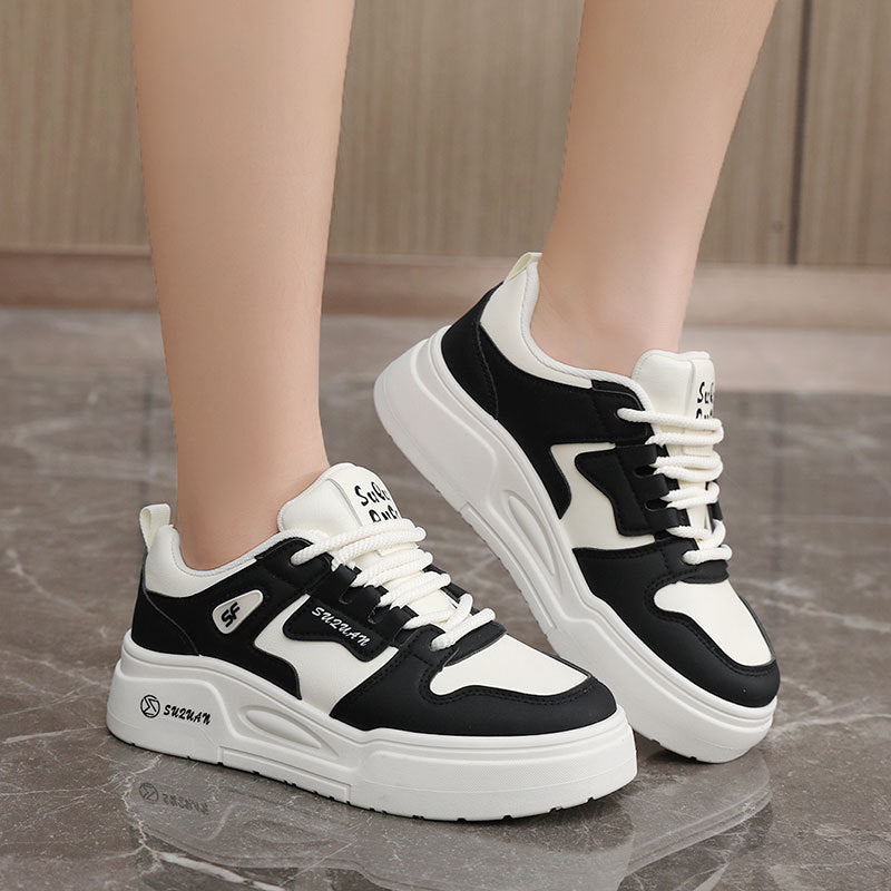 Damen Sneaker Sportlich Chunky Weite Sohle Schwarz