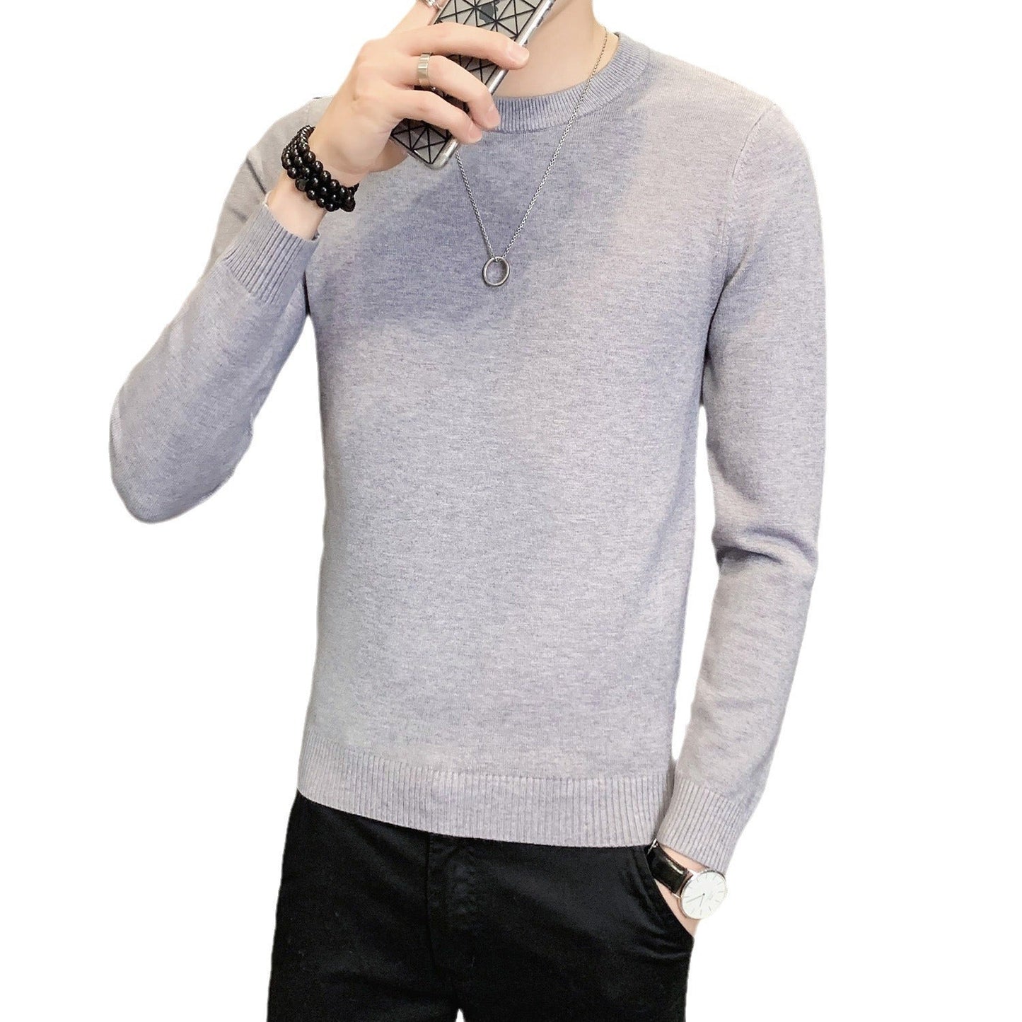 Herren Strickpullover Hochwertig Modern Schwarz
