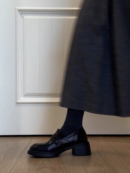 Damen Mokassins Elegante Blockabsatz Schuhe Modern