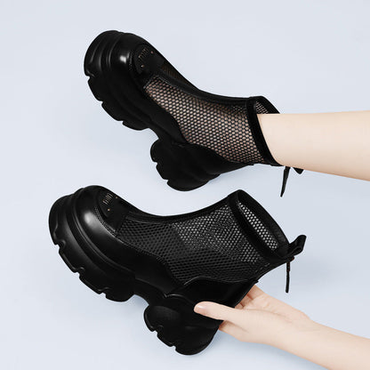 Damen Stiefeletten Netzoptik Stabil Schuhe Höhe - BerlinGlamour