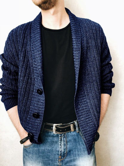 Herren Strickjacke Wellenmuster Modern Berlin Style