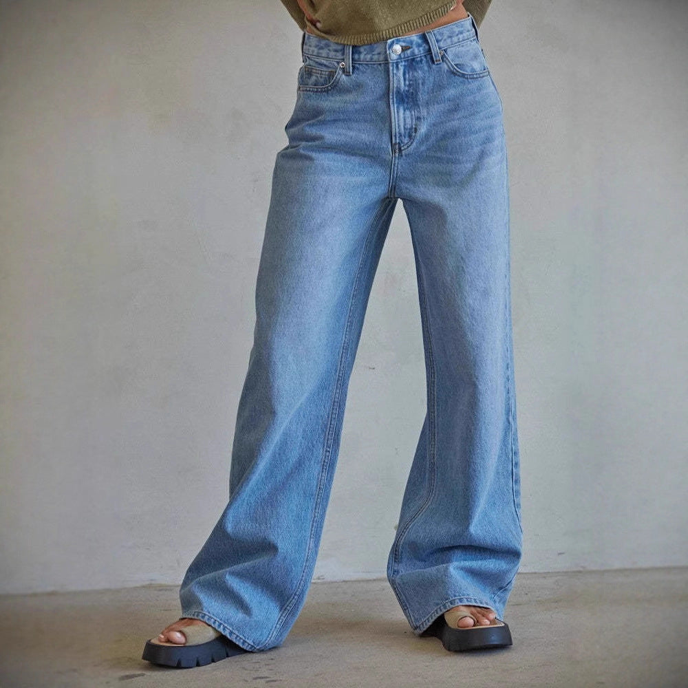 Damen High-Waist Jeans Weite Bequem