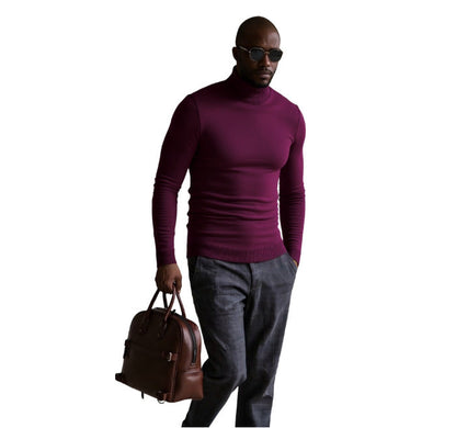 Herren Rollkragenpullover Fein Strukturiert Elegangt