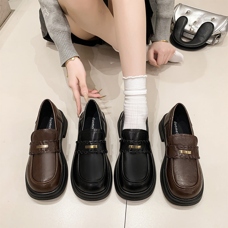 Damen Loafers Plateau Schuhe Elegante Schnalle