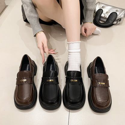 Damen Loafers Plateau Schuhe Elegante Schnalle
