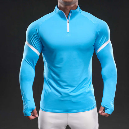 Herren Funktionsshirt Langarm Stehkragen Sportlich Modern