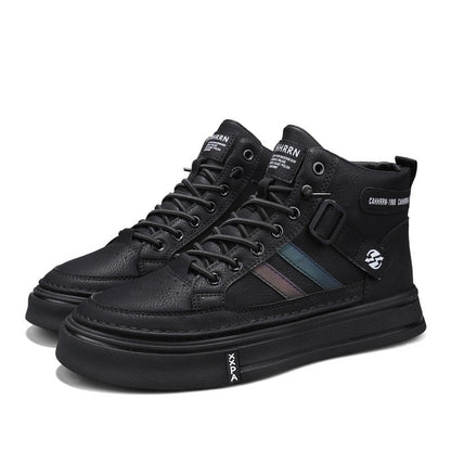 Damen Sneaker High-Top Leder Schwarz Modisch