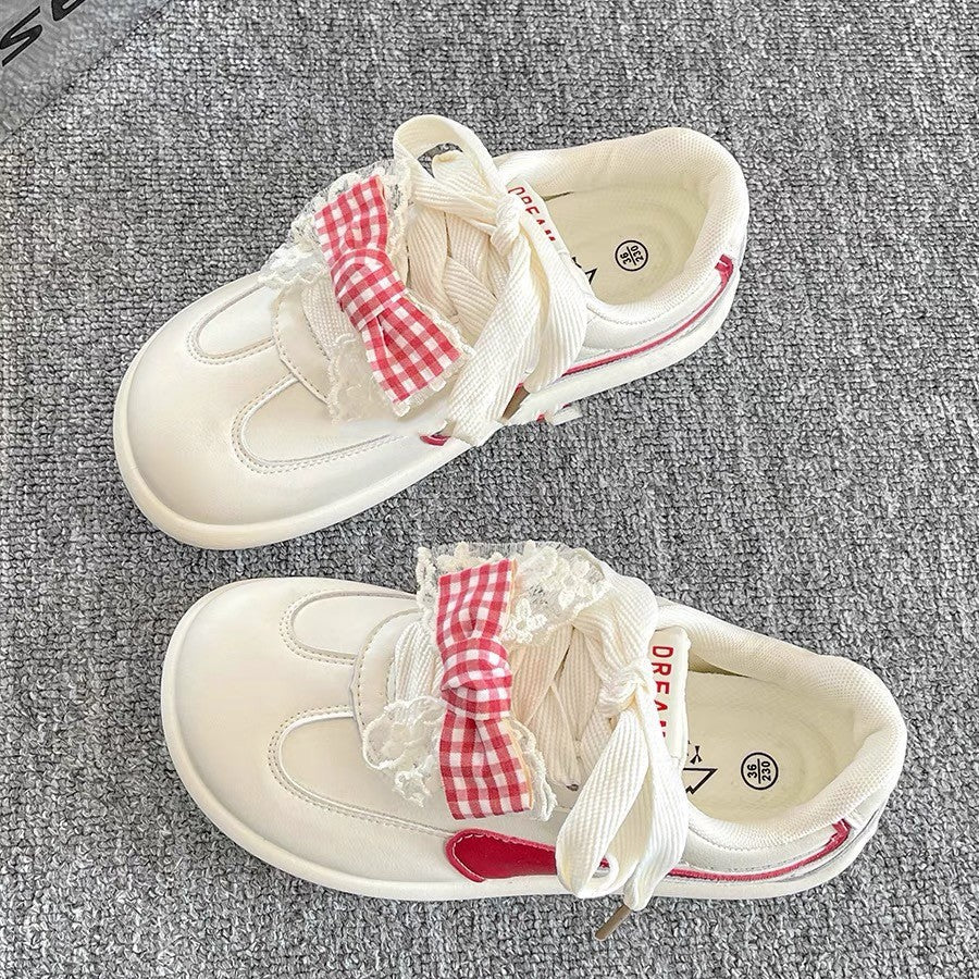 Damen Sneaker Schuhe Rüschen Design Schleifen Frauen