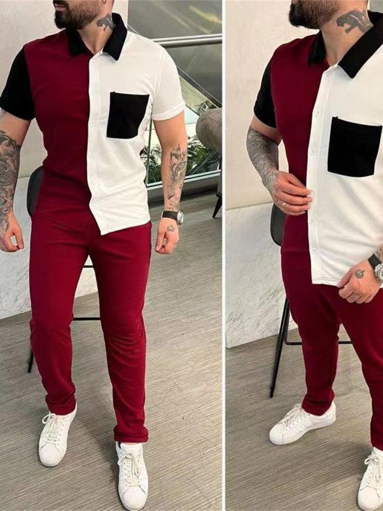 Männer Freizeit Outfit Farbblock Trendy