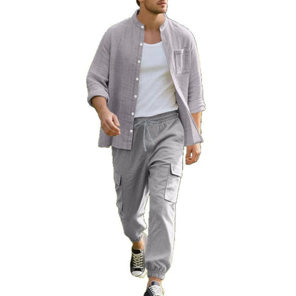 Herren Casual-Hose-Hemd-Set Bequem Lässig