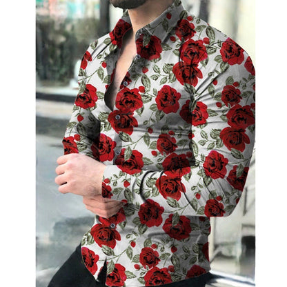 Herren Hemd Langarm Floralmuster Modern Berlin Style