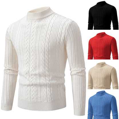 Herren Pullover Rollkragen Modern Eleganter Zopfmuster - BerlinGlamour