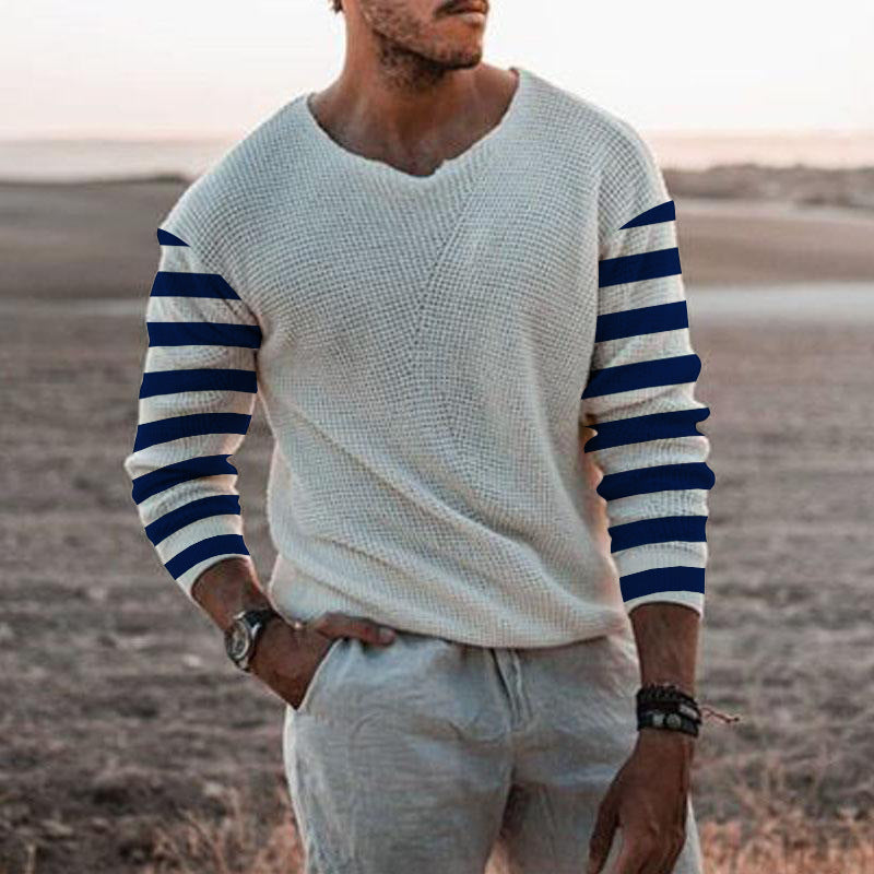 Herren Strickpullover Modern V-Ausschnitt Strukturiert
