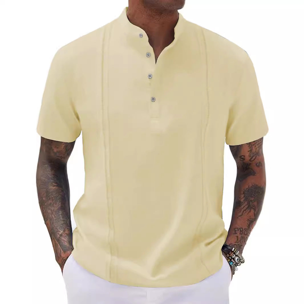 Herren Kurzarm-Shirt Baumwolle Modern Knöpfe