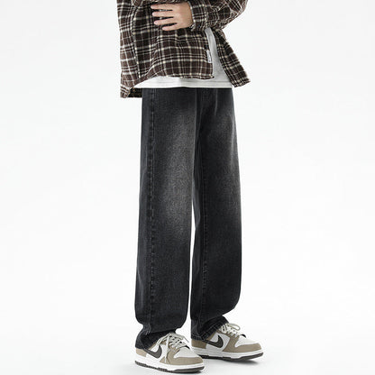 Herren Jeans Weite Bein mit hoher Taille und geradem Schnitt