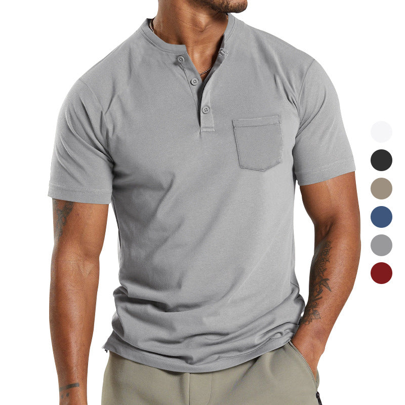 Herren T-Shirt Kurzarm mit Brusttasche Modern Sportlich