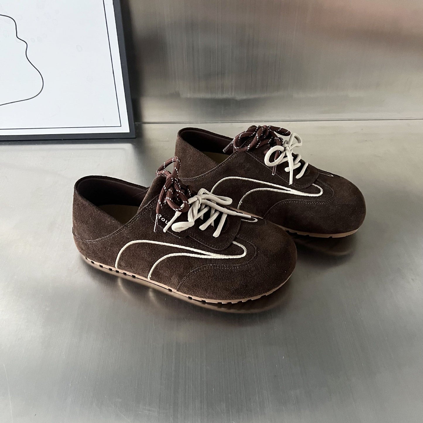 Damen Sneaker Wildleder Modisch Schnürsystem