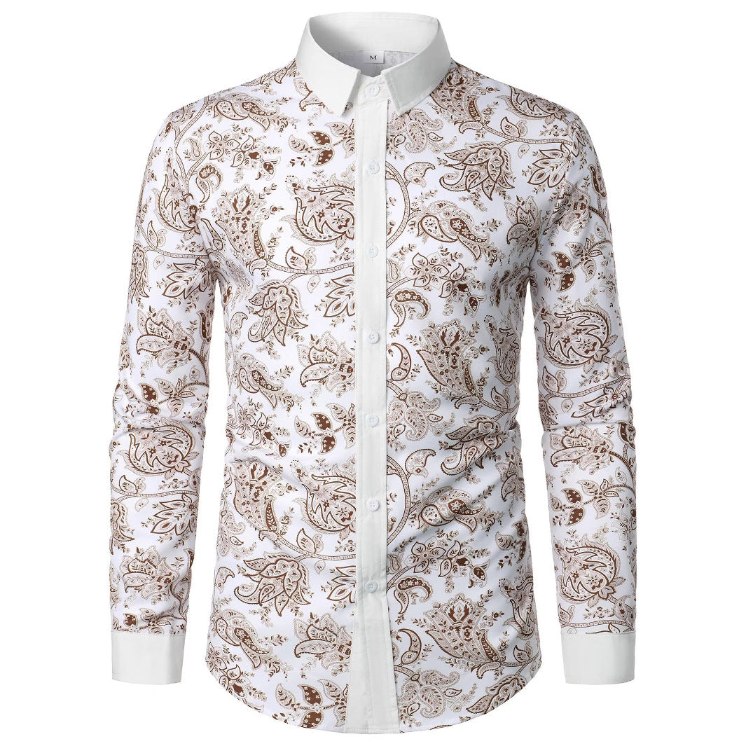 Herren Langarmhemd Paisley Muster Modern Stylish - BerlinGlamour