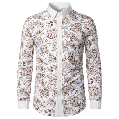 Herren Langarmhemd Paisley Muster Modern Stylish - BerlinGlamour