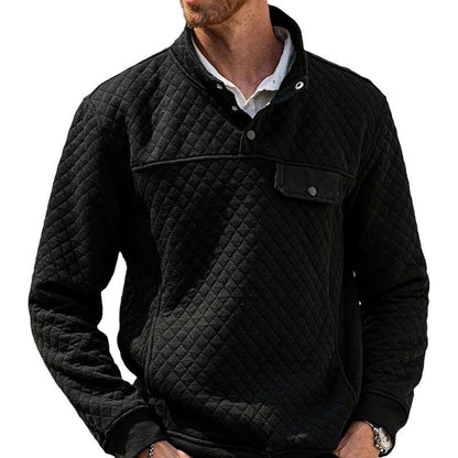 Herren Pullover Stepp mit Brusttasche Kontrastfarben Modern