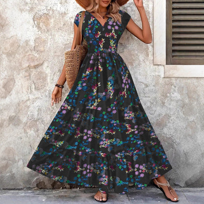 Damen Maxikleid mit Blumenmuster und schmeichelndem Schnitt