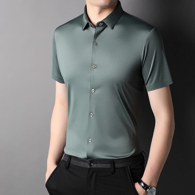Herren Kurzarmhemd Seidenstoff Elegant Berlin