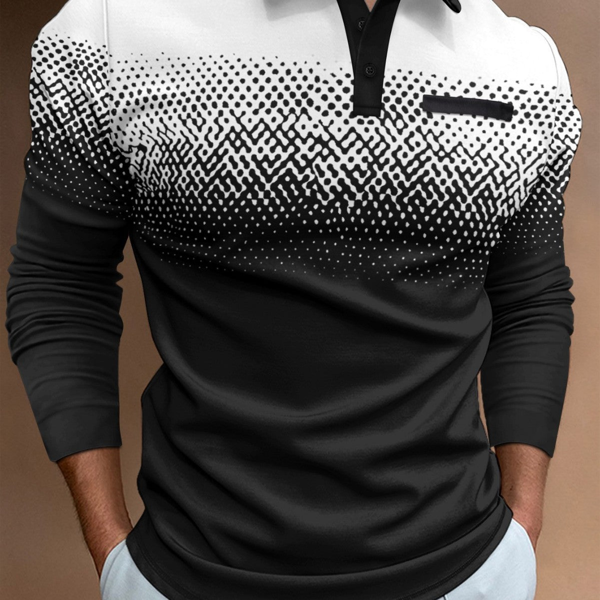 Herren Poloshirt Modern Farbverlauf Kontrastdetails Stylisch