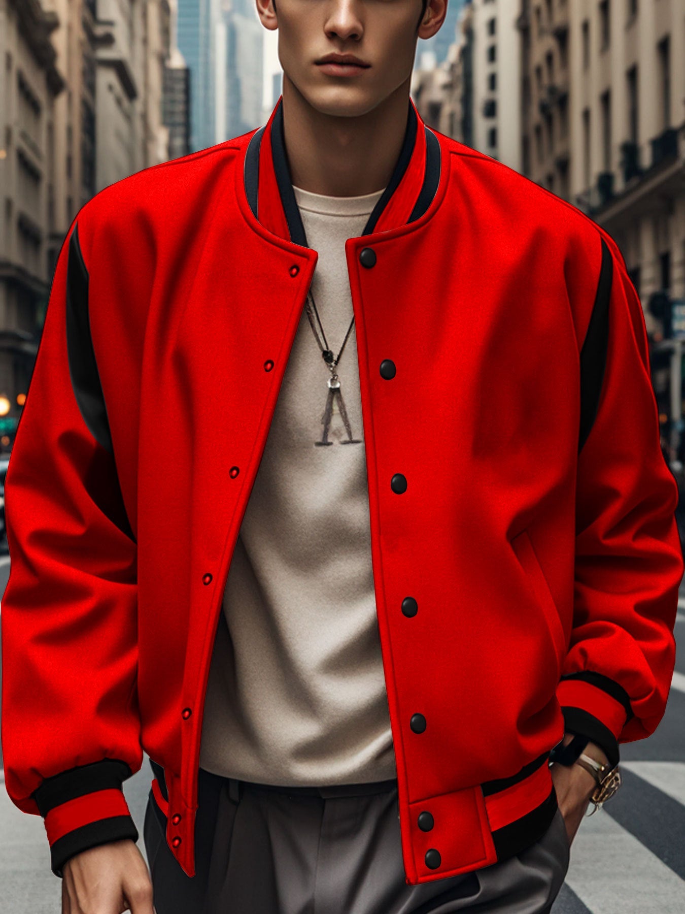 Herren Bomberjacke Modern mit Kontrastärmeln und Taschen
