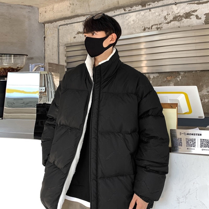 Herren Pufferjacke Übergroß Warm mit Hochkragen und Elastikbündchen