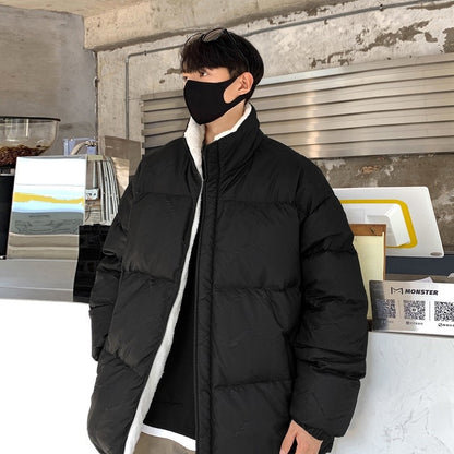 Herren Pufferjacke Übergroß Warm mit Hochkragen und Elastikbündchen