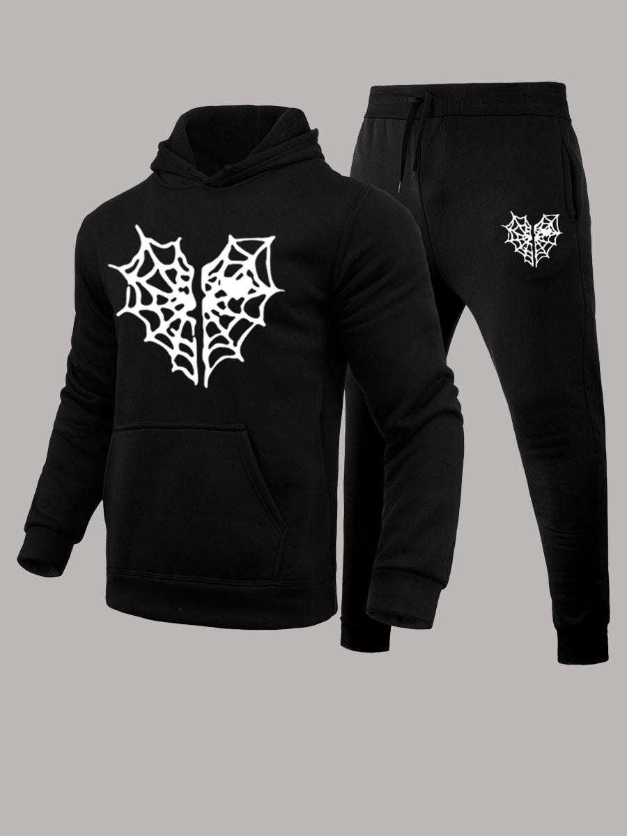 Herren Jogginganzug Spinnennetz Motiv Streetwear Set