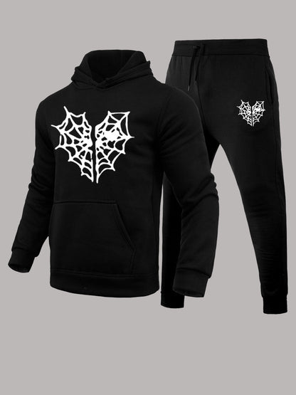 Herren Jogginganzug Spinnennetz Motiv Streetwear Set