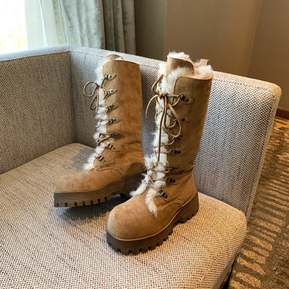 Damen Winterstiefel Warm Fellkragen Rutschfest Schnee