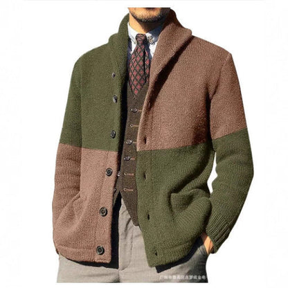 Herren Strickjacke Modern Schalkragen Knopfverschluss Grau