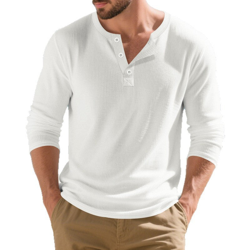 Herren Langarmshirt Knopfleiste Elegantes Businessshirt