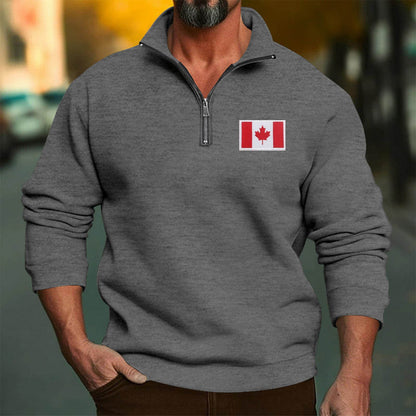 Herren Fleece Pullover mit Reißverschluss Berlin Flagge
