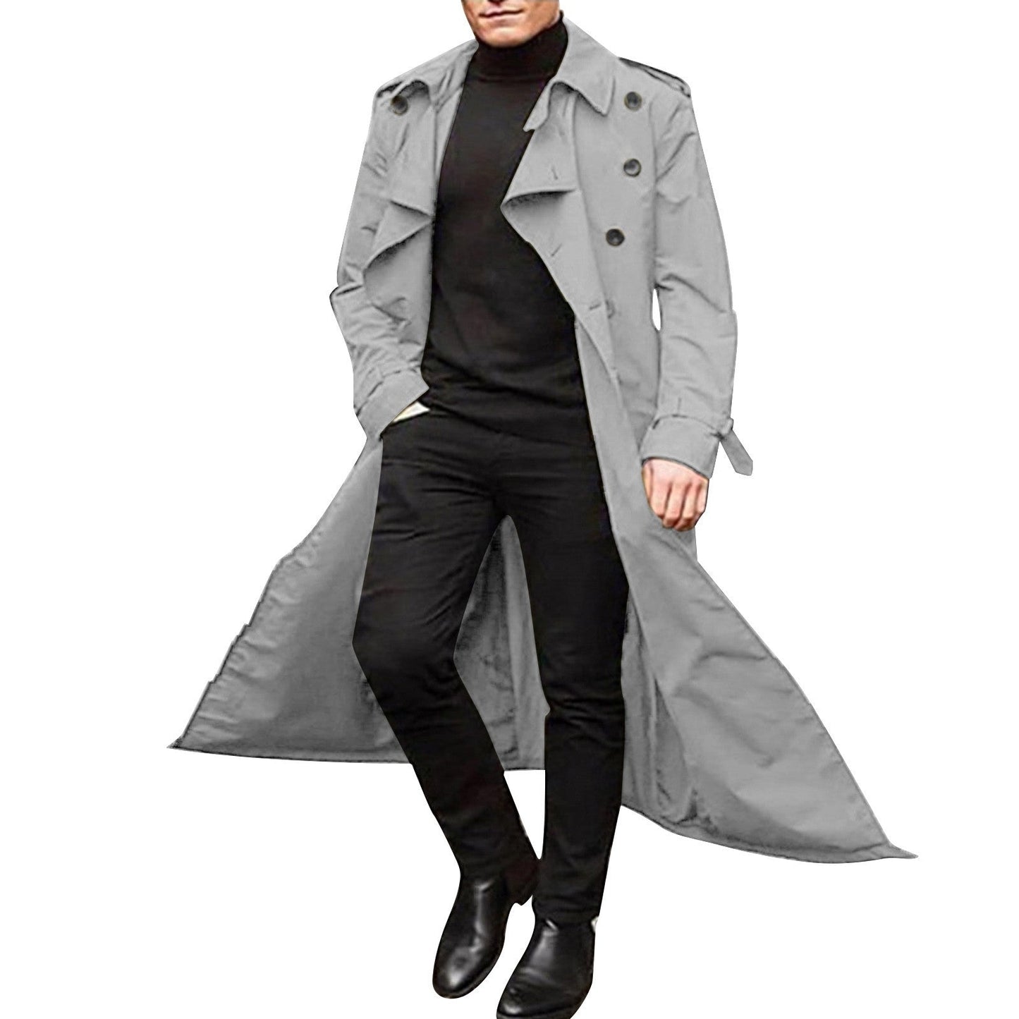 Herren Trenchcoat Eleganter Doppelreihen Mantel Berlin Style