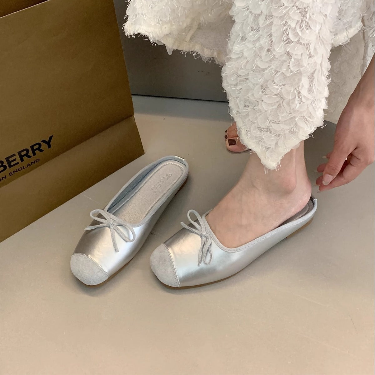 Damen Ballerinaschuhe mit Schleife Bequem Elegant