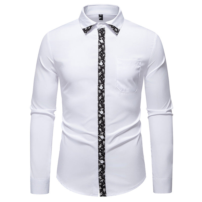 Herren Hemd Langarm Blumenmuster Elegant